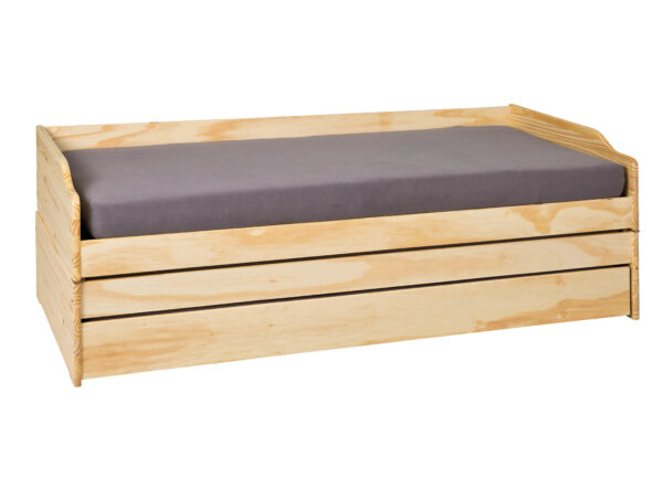 NORDIC LIVING COLLECTION Lotar 3-i-1 sengeramme, m. lamelbund, 3 sovepladser, u. madras - natur fyrretræ (90x200)