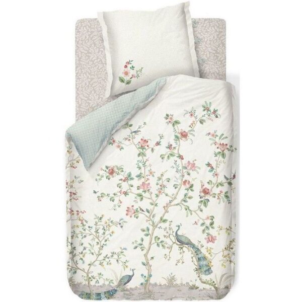 Pip studio sengetøj - 140x200 cm - Okinawa white - Blomstret sengetøj - Dobbeltsidet sengesæt - 100% bomuld