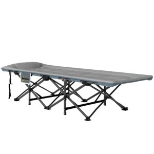 Sammenklappelig feltseng med madras, pude og sidelomme, 187 x 67 x 37 cm, gæsteseng op til 150 kg, grå