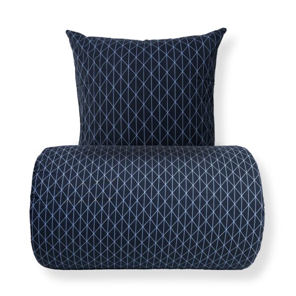 Sengetøj - 100% Bomuld - Vendbart med blåt harlequin design