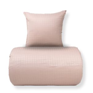 Sengetøj - 100% bomuldssatin - Rosa jacquardvævet - Ensfarvet