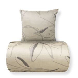 Sengetøj 140x200 cm - 100% bomuldssatin - Iris - Beige blomster print