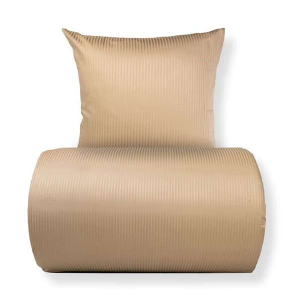 Sengetøj 140x200 cm - Egyptisk bomuld - Beige jacquardvævede striber