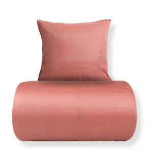 Sengetøj 140x220 cm - 100% bomuldssatin - Rosa med lys rosa pipingkant