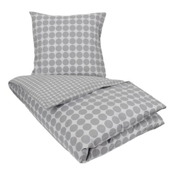 Sengetøj 240x220 - King size - Circle grey - Prikket sengetøj - 100% Bomuld - Borg Living dobbelt dynebetræk
