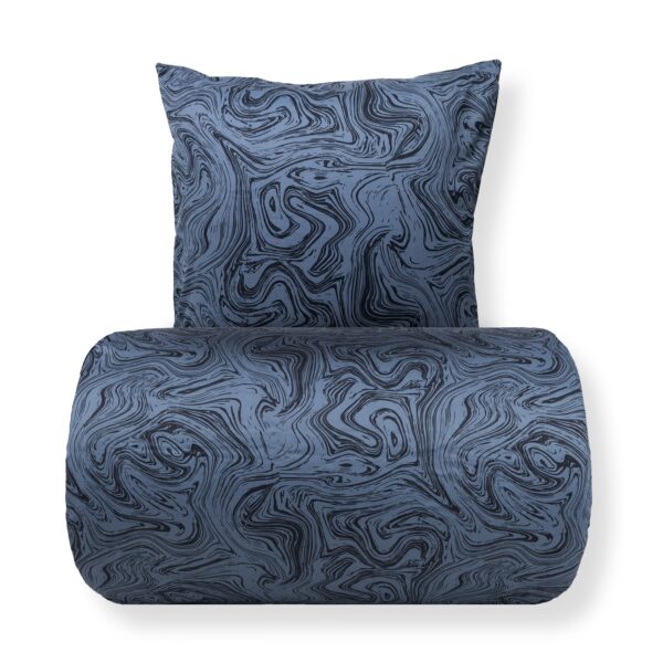 Sengetøj - Bomuldssatin - Mørkeblåt marble print