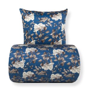 Sengetøj - bomuldssatin - Blossom blue - Blomster print