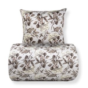 Sengetøj - bomuldssatin - Blossom grey - Blomster print