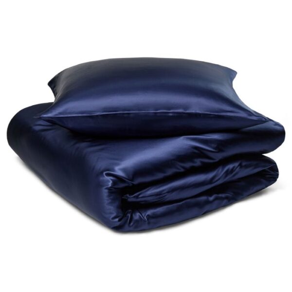 Silke sengetøj 240x220 cm - Dobbelt sengetøj - 100% morbærsilke - Navy blå
