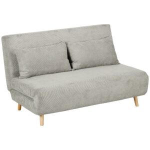 Sovesofa, gæsteseng, 3-positions justerbar ryglæn, linnedlook, op til 120 kg, 141 x 90 x 81 cm, grå