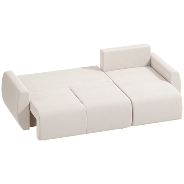 Sovesofa med vendbar chaiselong, L-formet 3-personers sofa med velourbetræk, cremehvid