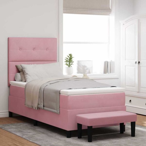 vidaXL Box spring seng med pude Lyserød 190 x 90 cm Fløjl