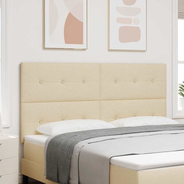 vidaXL LED sengegavl med LED-lysstrimler Creme 180 cm Stof