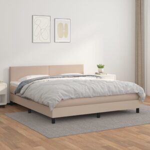 vidaXL kontinentalseng 180x200 cm kunstlæder cappuccinofarvet