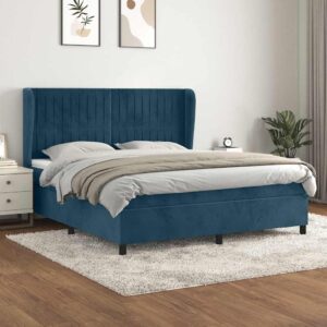 vidaXL kontinentalseng med madras 180x200 cm fløjl mørkeblå