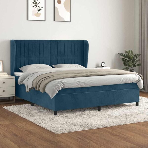 vidaXL kontinentalseng med madras 180x200 cm fløjl mørkeblå