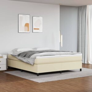 vidaXL kontinentalseng med madras 180x200 cm kunstlæder cremefarvet