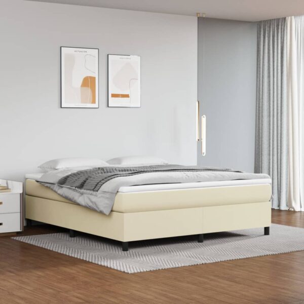 vidaXL kontinentalseng med madras 180x200 cm kunstlæder cremefarvet