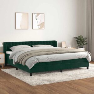 vidaXL kontinentalseng med madras 200x200 cm fløjl mørkegrøn