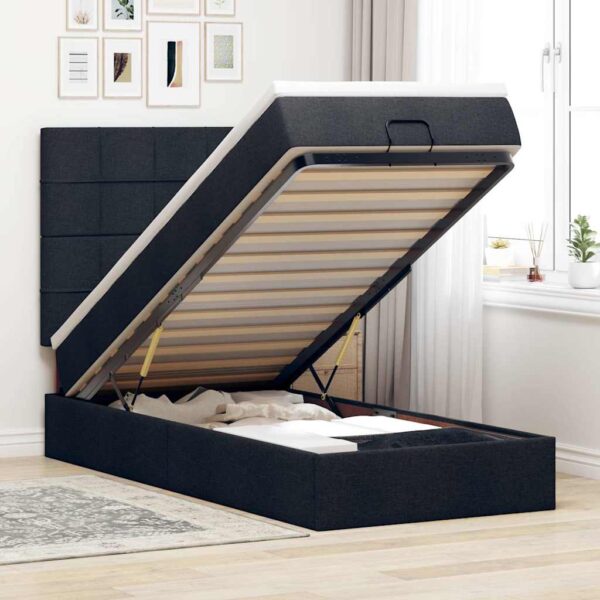 vidaXL osmannisk sengeramme med madras 100x200 cm stof sort