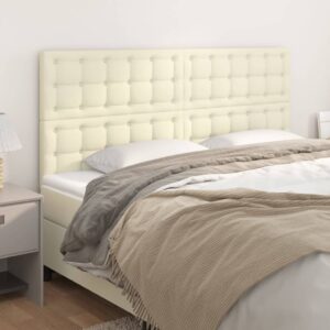vidaXL sengegavl cremefarvet 200x5x118/128 cm kunstlæder