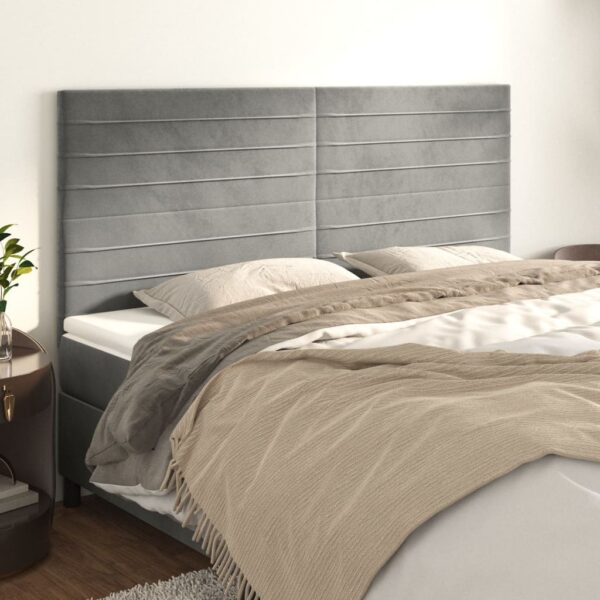 vidaXL sengegavl lysegrå 180x5x118/128 cm fløjl