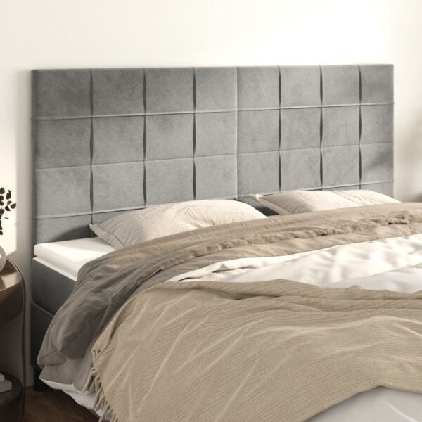 vidaXL sengegavl lysegrå 200x5x118/128 cm fløjl