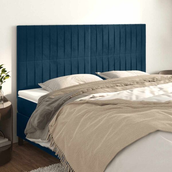 vidaXL sengegavl mørkeblå 200x5x118/128 cm fløjl