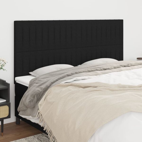 vidaXL sengegavl sort 200x5x118/128 cm stof