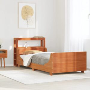 vidaXL sengeramme uden madras 100x200 cm massivt fyrretræ gyldenbrun