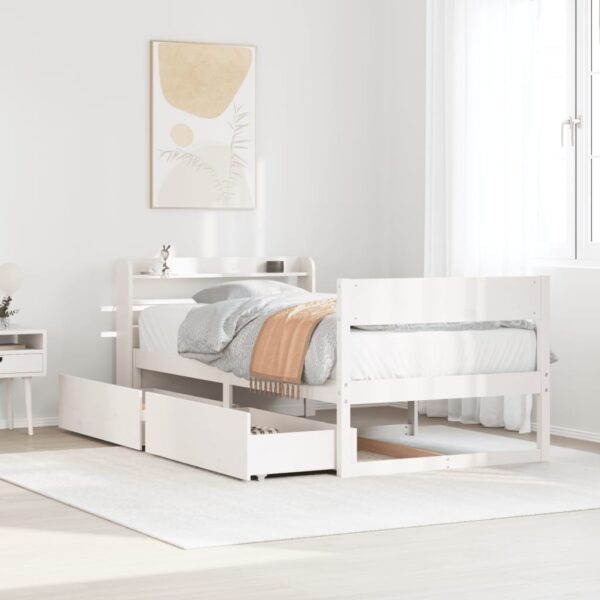 vidaXL sengeramme uden madras 100x200 cm massivt fyrretræ hvid