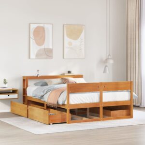 vidaXL sengeramme uden madras 120x200 cm massivt fyrretræ gyldenbrun
