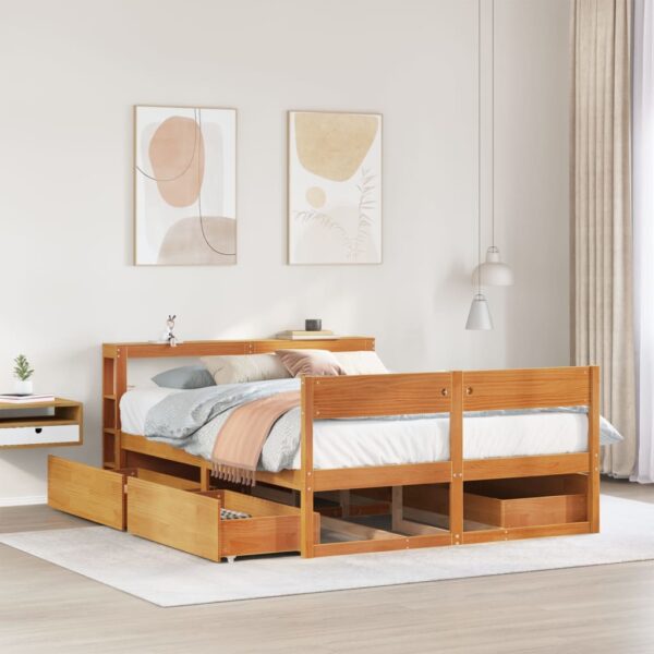 vidaXL sengeramme uden madras 120x200 cm massivt fyrretræ gyldenbrun
