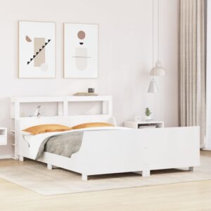 vidaXL sengeramme uden madras 120x200 cm massivt fyrretræ hvid