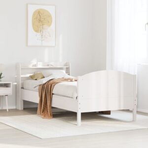 vidaXL sengeramme uden madras 90x200 cm massivt fyrretræ hvid
