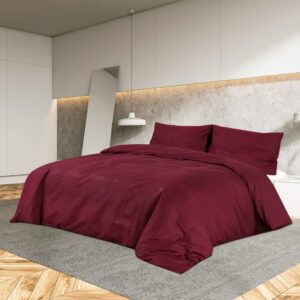 vidaXL sengetøj 200x200 cm bomuld bordeauxfarvet