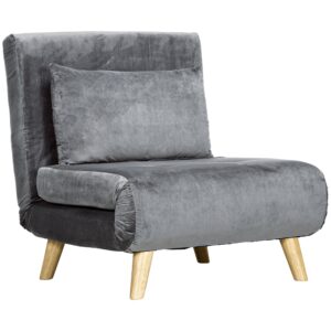 2-I-1 lænestol, afslapningsstol, gæsteseng, op til 150 kg, 72 cm x 78 cm x 79 cm, grå