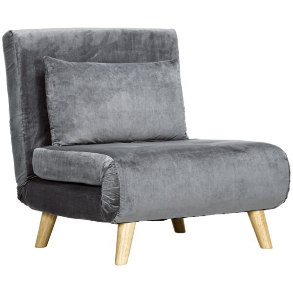 2-I-1 lænestol, afslapningsstol, gæsteseng, op til 150 kg, 72 cm x 78 cm x 79 cm, grå
