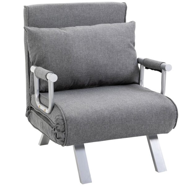 3-i-1 sovesofa, foldbar sovesofa med justerbar ryglæn og hynde, gæsteseng i linnedlook, afslappende lænestol, foldbar lænestol til stue og soveværelse, 65 x 69 x 80 cm, lysegrå