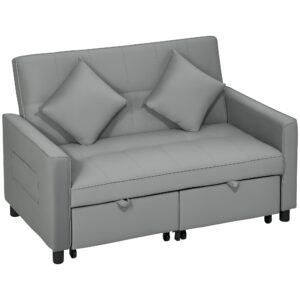4-i-1 sofa, justerbar sofa, sovesofa, med hynder, stofbetræk, til stue, soveværelse, grå