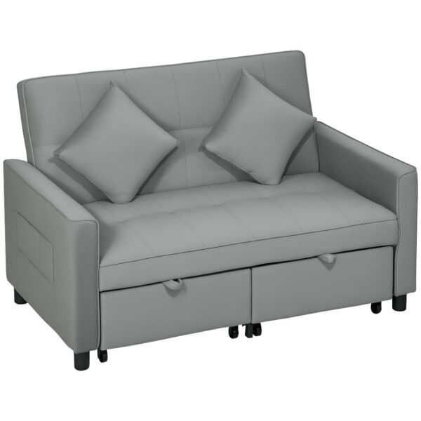 4-i-1 sofa, justerbar sofa, sovesofa, med hynder, stofbetræk, til stue, soveværelse, grå