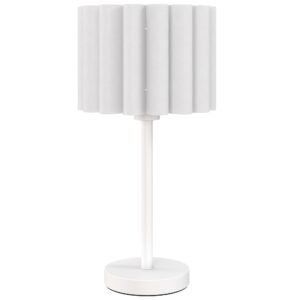 Bordlampe i retrostil, natlampe, plastikskærm, knapkontakt, hvid