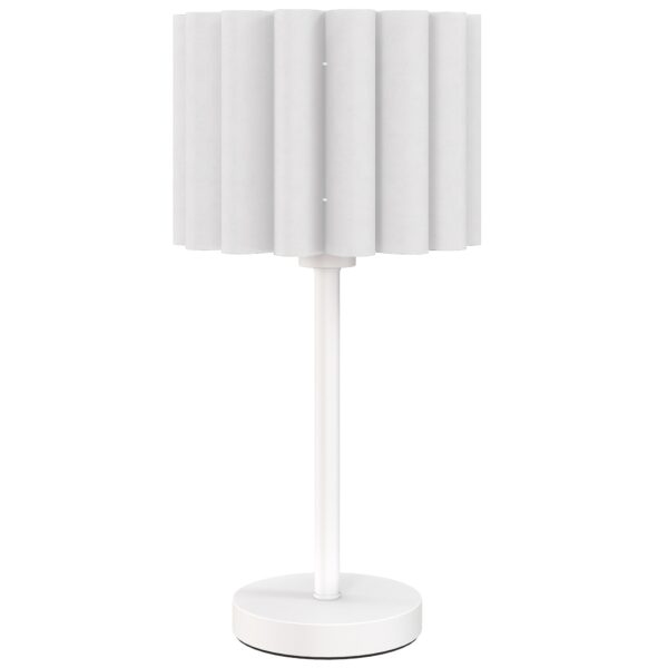 Bordlampe i retrostil, natlampe, plastikskærm, knapkontakt, hvid
