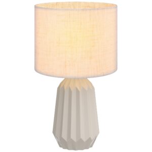 Bordlampe, sengelampe med linnedskærm, vippekontakt, skrivebordslampe, 22 x 22 x 39 cm, beige