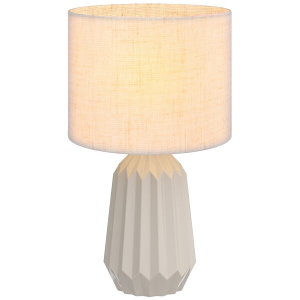Bordlampe, sengelampe med linnedskærm, vippekontakt, skrivebordslampe, 22 x 22 x 39 cm, beige
