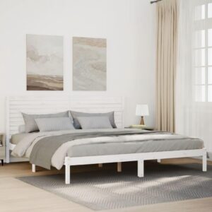 Ekstra lang sengeramme i massivt fyrretræ 180 x 210 cm - hvid
