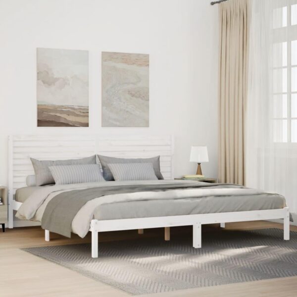 Ekstra lang sengeramme i massivt fyrretræ 180 x 210 cm - hvid
