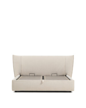 KAVE HOME Arvian sengeramme, m. opbevaringsbund og aftageligt betræk - beige chenille (160x200)