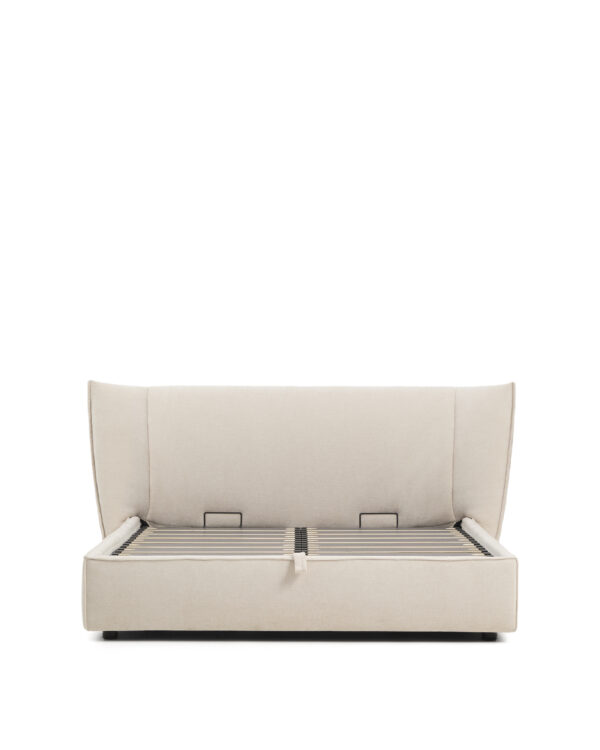 KAVE HOME Arvian sengeramme, m. opbevaringsbund og aftageligt betræk - beige chenille (160x200)