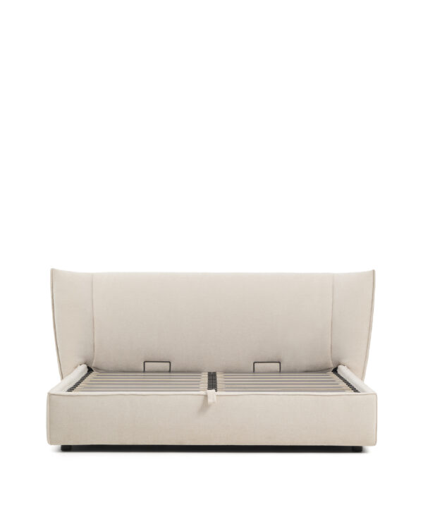 KAVE HOME Arvian sengeramme, m. opbevaringsbund og aftageligt betræk - beige chenille (180x200)